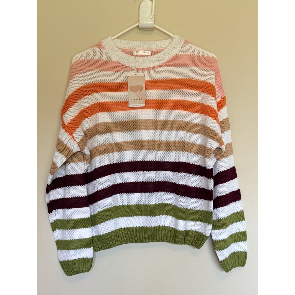 Kirundo Colorful Multicolor Striped Knit Crewneck Sweater Jumper‎ Small NEW NWT